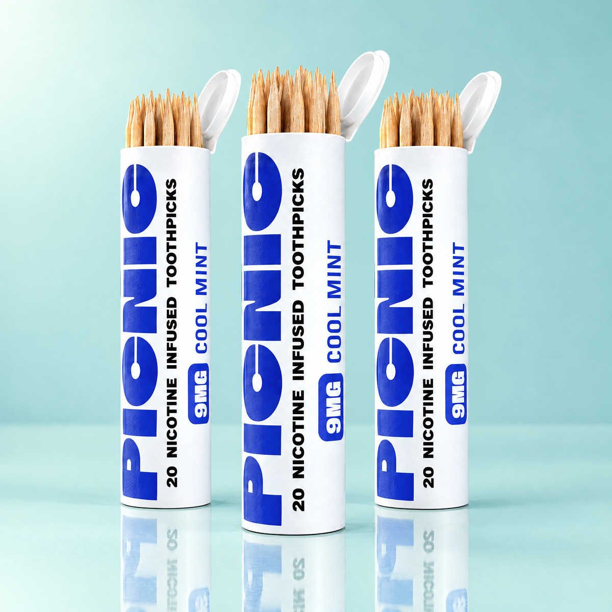 Picnic Cool Mint 9mg nicotine toothpicks — 3 tubes, 60 picks