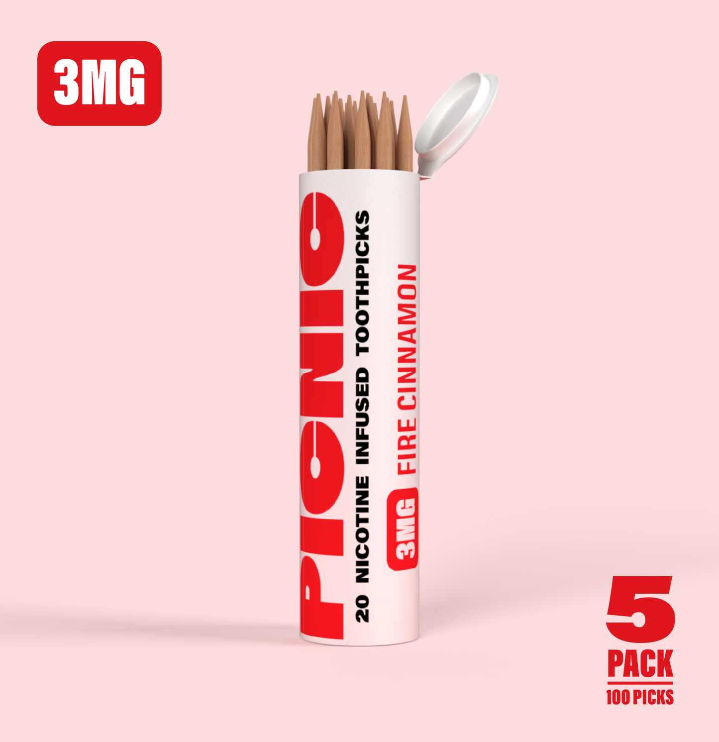 3MG Fire Cinnamon - Pack of 5 (100 Picks Total)
