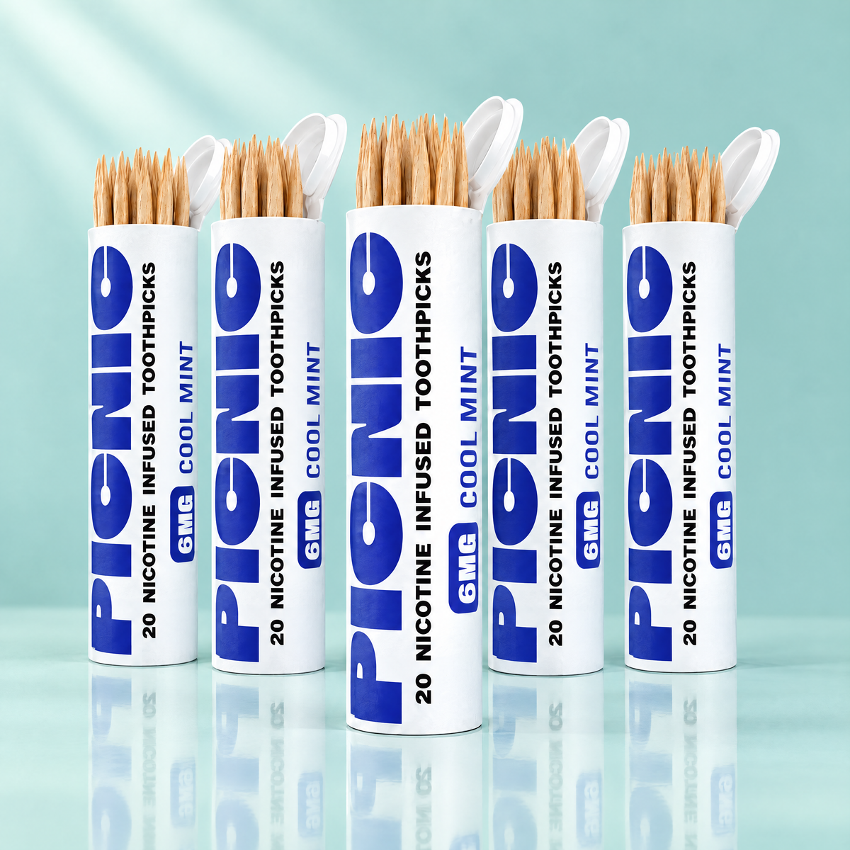 Picnic Cool Mint 6mg nicotine toothpicks — 5 tubes, 100 picks