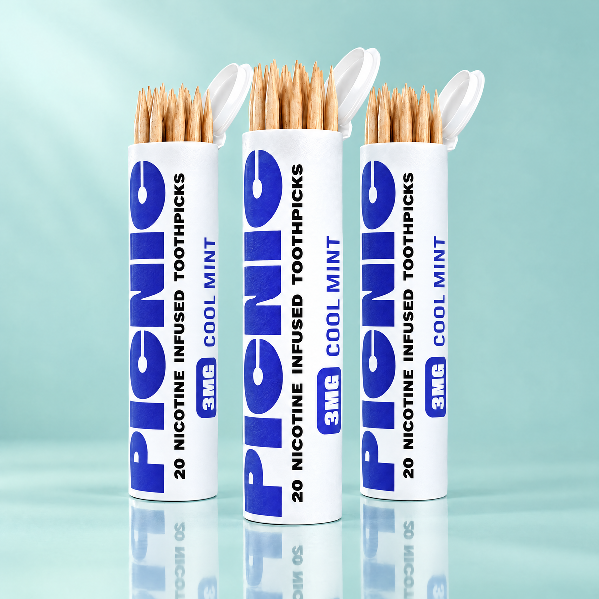 Picnic Cool Mint 3mg nicotine toothpicks — 3 tubes, 60 picks