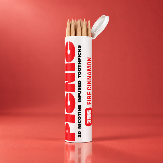 Picnic Fire Cinnamon 3mg nicotine toothpicks — single tube, 20 picks