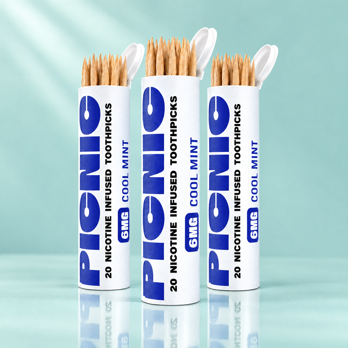 Picnic Cool Mint 6mg nicotine toothpicks — 3 tubes, 60 picks